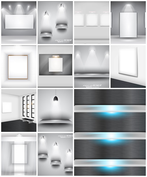 Glass shelf with light background - vector stock