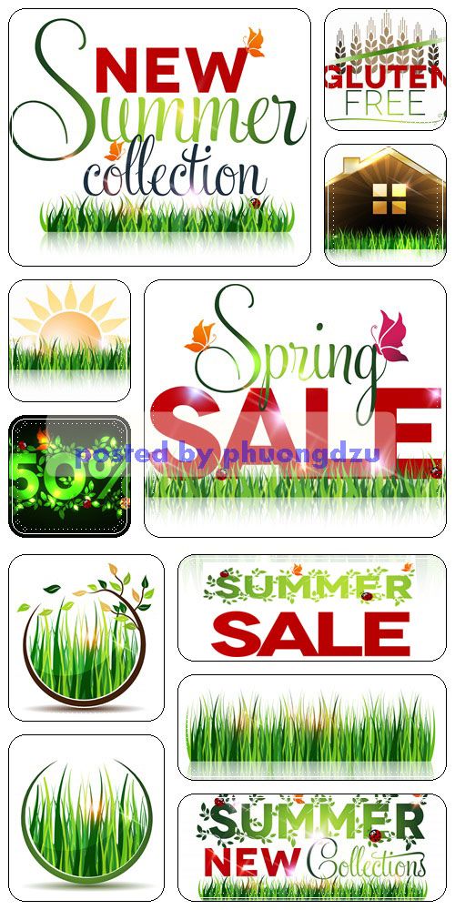 Spring and summer sale design - vector stock  2