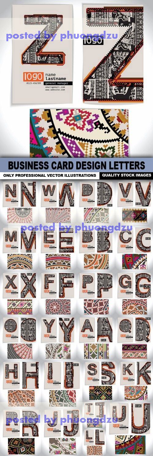 Business Card Design Letters Vector