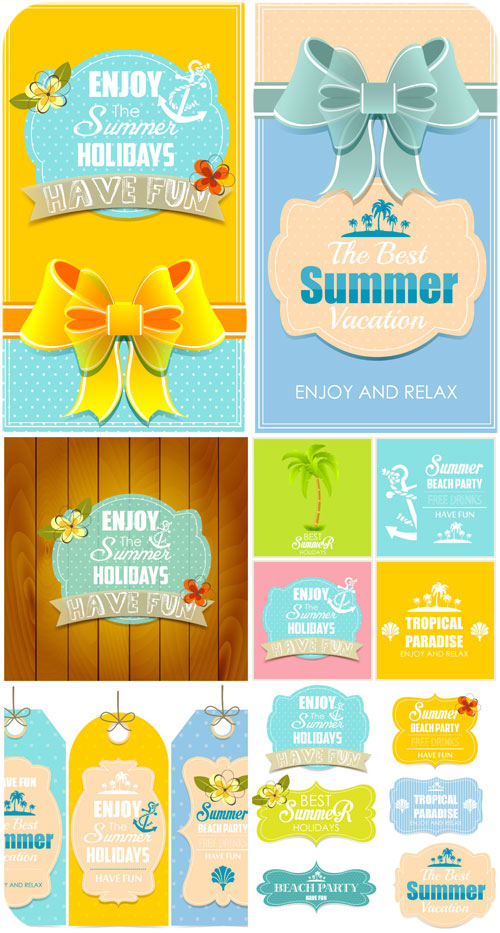       / Summer labels and backgrounds vector