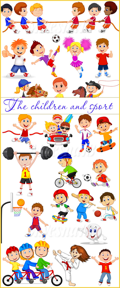   ,   / The children and sport, images stock vector