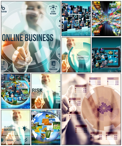 Business man selecting online business concept - Stock Photo