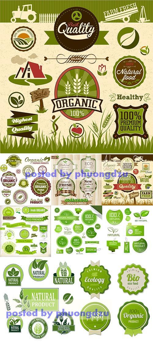 Stock: Collection of Eco and Bio vintage labels 3