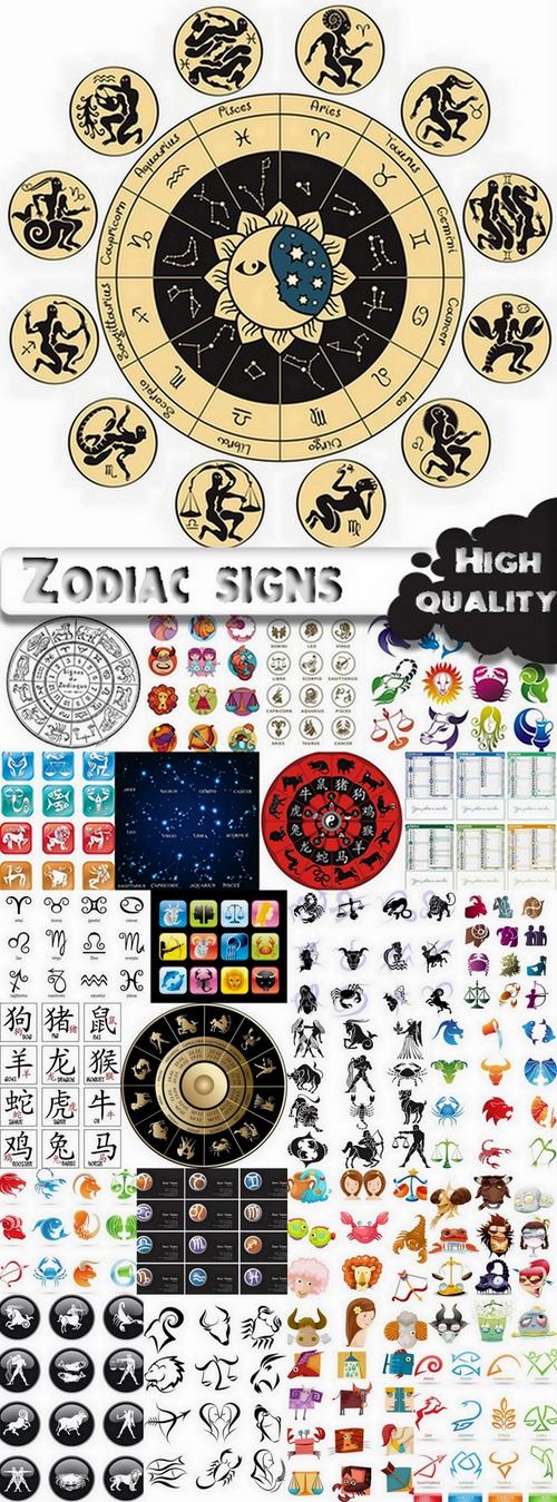 Set of zodiac signs in vector - 15 Eps - 10 Svg
