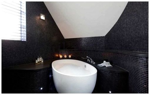 Черная плитка в интерьере ванной комнаты  - это интересно