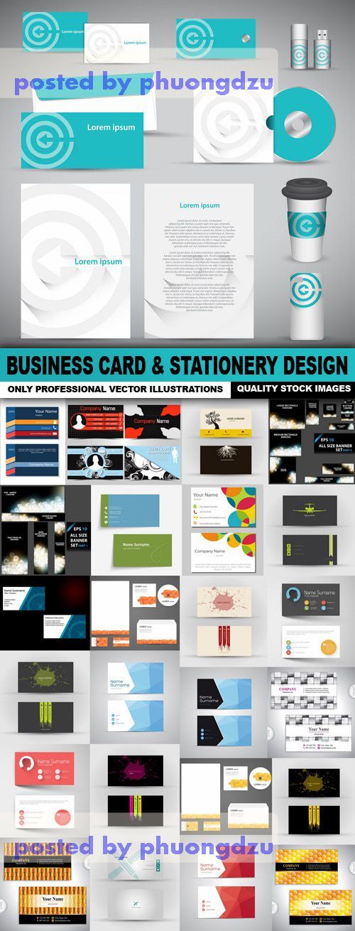 Business Card & Stationery Design Template Vector 02