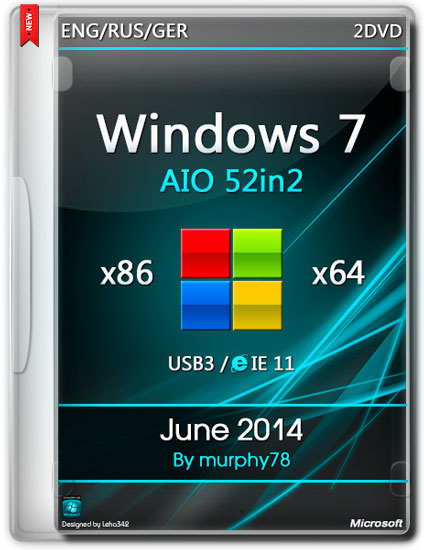 Windows 7 SP1 AIO 52in2 x86/x64 IE11 June 2014 (ENG/RUS/GER)