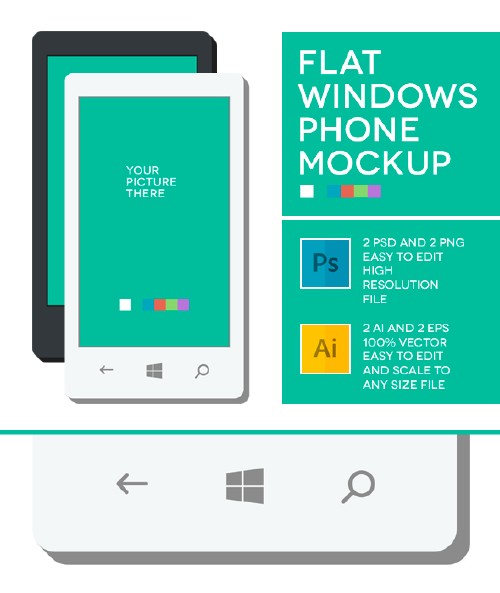 Windows Phone Flat Mockup