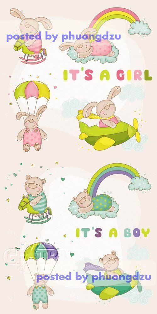 Baby Arrival Cards Vector 4
