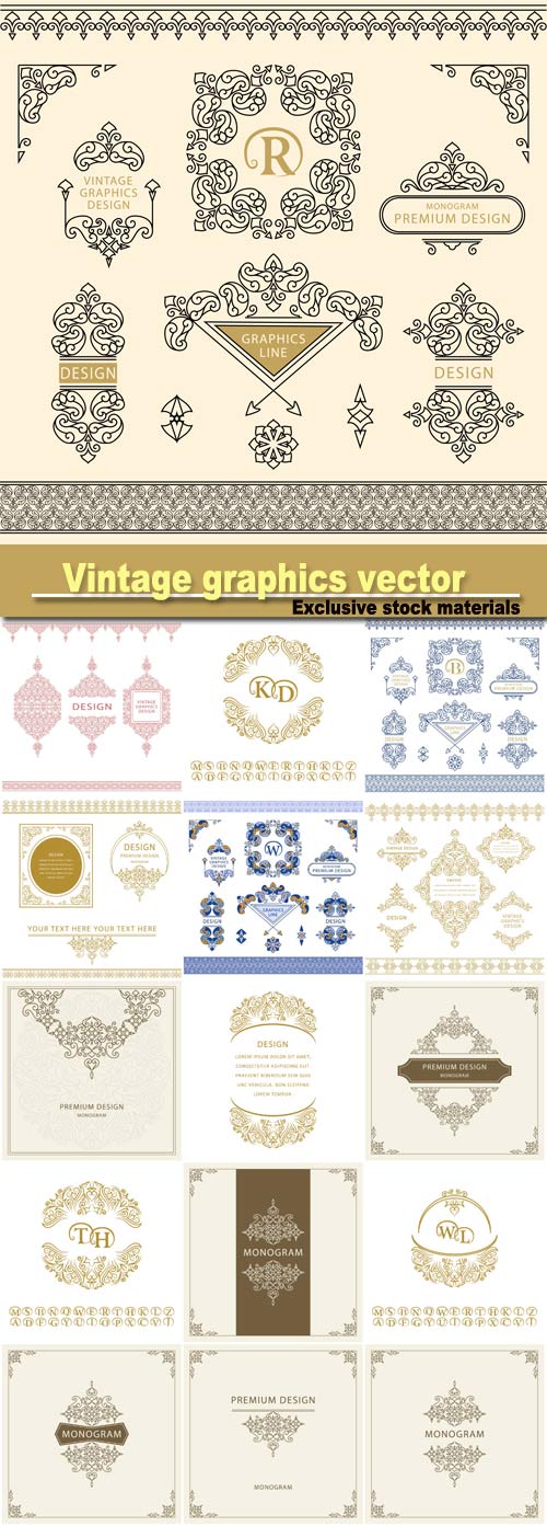 Vintage graphics, vector monogram