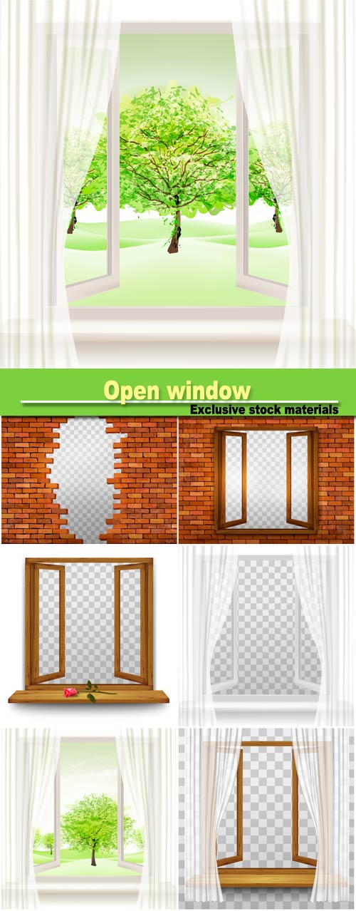 Open window with transparent curtain